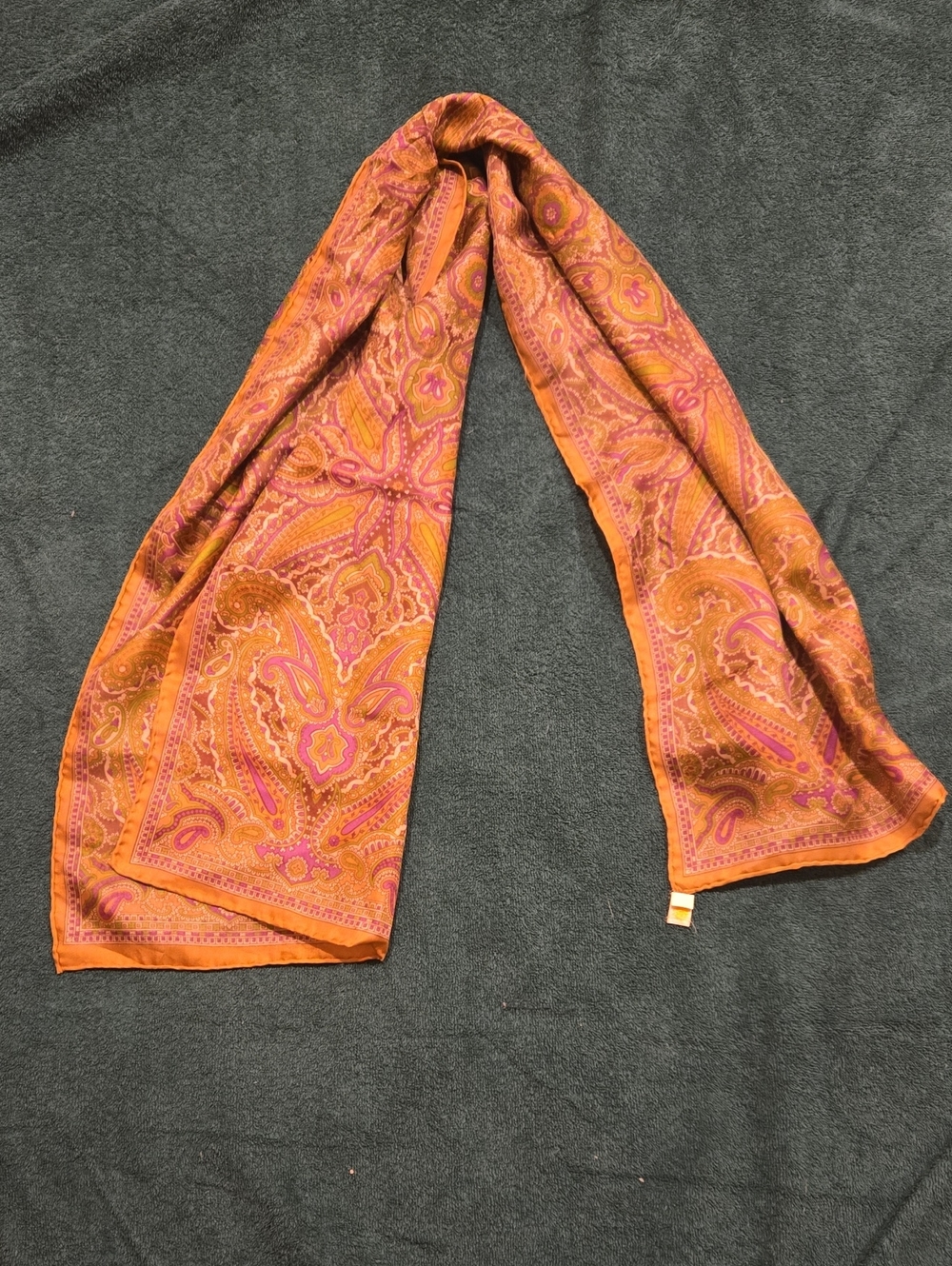 Vintage Silk Glentey Paisley Scarf in Neutral Colors